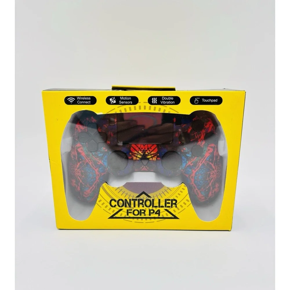 Wireless PS4 Controller Spider Web Red Blue Touchpad Motion Vibration New Box